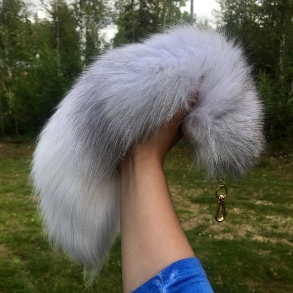 Large Real Random Color Surprise Fox Tail Keychain Charm - Picture 7 of 7
